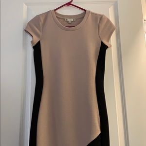 Tan and Black Stripe Tight Fitted Dress